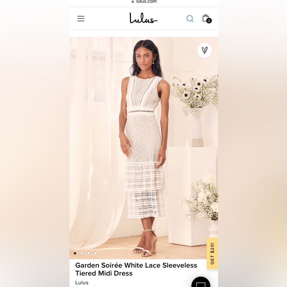 Garden Soirée White Lace Sleeveless Tiered Midi Dress